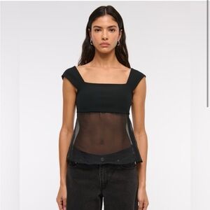Abercrombie & Fitch Sheer Black Babydoll Top